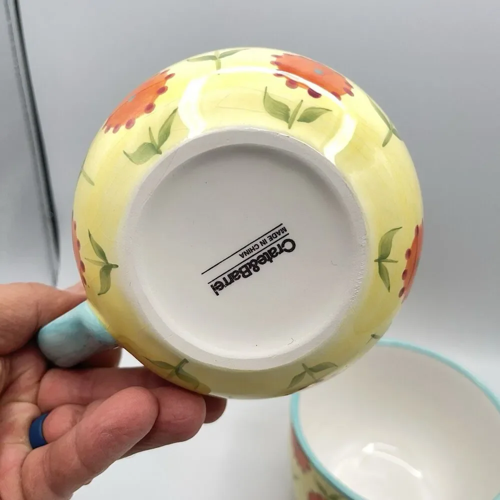 CRATE & BARREL - CERAMIC FLORAL ~ Set Of 2
